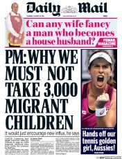 Daily Mail (UK) Newspaper Front Page for 28 January 2016