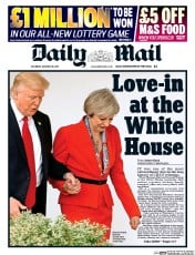 Daily Mail (UK) Newspaper Front Page for 28 January 2017