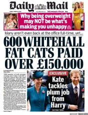 Daily Mail (UK) Newspaper Front Page for 28 January 2022