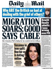 Daily Mail Newspaper Front Page (UK) for 28 February 2014