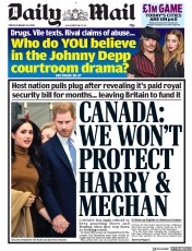 Daily Mail (UK) Newspaper Front Page for 28 February 2020