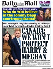 Daily Mail (UK) Newspaper Front Page for 28 February 2020