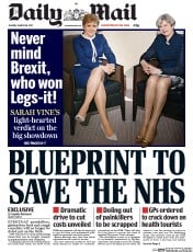 Daily Mail (UK) Newspaper Front Page for 28 March 2017