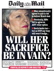 Daily Mail (UK) Newspaper Front Page for 28 March 2019