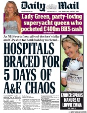 Daily Mail (UK) Newspaper Front Page for 28 April 2016