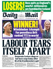 Daily Mail (UK) Newspaper Front Page for 28 June 2016