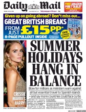 Daily Mail (UK) Newspaper Front Page for 28 July 2020