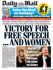 Daily Mail front page for 28 July 2022