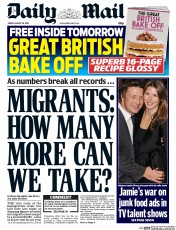 Daily Mail Newspaper Front Page (UK) for 28 August 2015