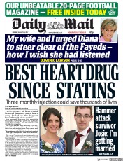 Daily Mail (UK) Newspaper Front Page for 28 August 2017