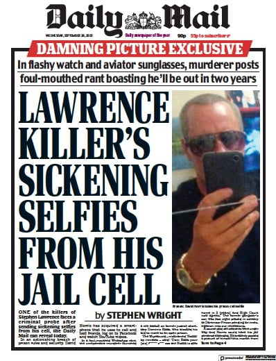 Daily Mail Newspaper Front Page (UK) for 28 September 2022
