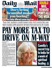 Daily Mail (UK) Newspaper Front Page for 29 October 2012