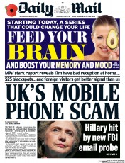 Daily Mail (UK) Newspaper Front Page for 29 October 2016