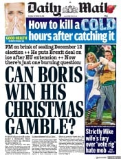 Daily Mail (UK) Newspaper Front Page for 29 October 2019
