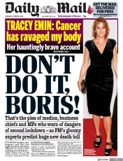 Daily Mail (UK) Newspaper Front Page for 29 October 2020