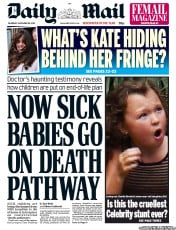 Daily Mail Newspaper Front Page (UK) for 29 November 2012