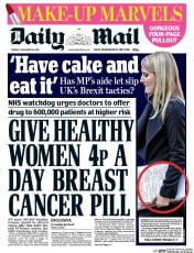 Daily Mail (UK) Newspaper Front Page for 29 November 2016