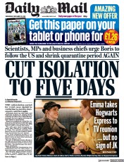 Daily Mail (UK) Newspaper Front Page for 29 December 2021