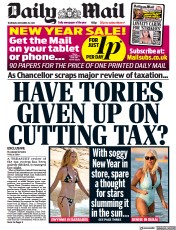 Daily Mail (UK) Newspaper Front Page for 29 December 2022