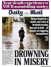Daily Mail (UK) Newspaper Front Page for 29 January 2014