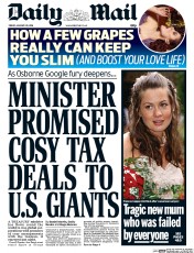 Daily Mail (UK) Newspaper Front Page for 29 January 2016
