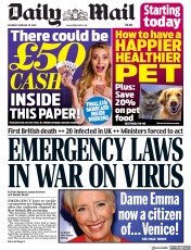 Daily Mail (UK) Newspaper Front Page for 29 February 2020