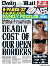 Daily Mail (UK) Newspaper Front Page for 29 March 2016