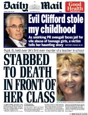 Daily Mail Newspaper Front Page (UK) for 29 April 2014