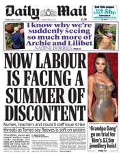 Daily Mail front page for 29 April 2025