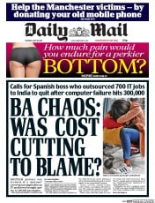 Daily Mail (UK) Newspaper Front Page for 29 May 2017