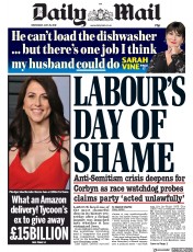 Daily Mail (UK) Newspaper Front Page for 29 May 2019