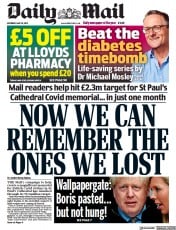 Daily Mail (UK) Newspaper Front Page for 29 May 2021