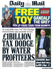 Daily Mail Newspaper Front Page (UK) for 29 June 2013