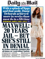 Daily Mail front page for 29 June 2022