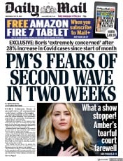 Daily Mail (UK) Newspaper Front Page for 29 July 2020