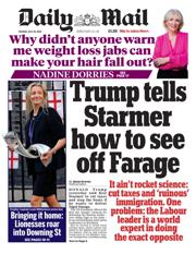 Daily Mail front page for 29 July 2025