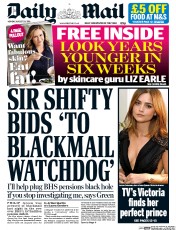 Daily Mail (UK) Newspaper Front Page for 29 August 2016