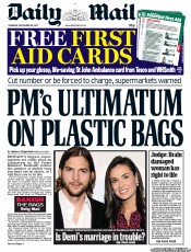 Daily Mail (UK) Newspaper Front Page for 29 September 2011