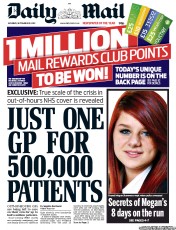 Daily Mail (UK) Newspaper Front Page for 29 September 2012