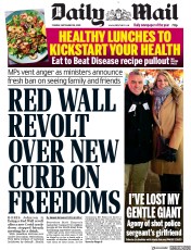 Daily Mail (UK) Newspaper Front Page for 29 September 2020