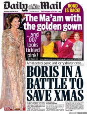 Daily Mail (UK) Newspaper Front Page for 29 September 2021