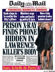 Daily Mail front page for 29 September 2022
