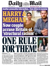 Daily Mail (UK) Newspaper Front Page for 2 October 2020