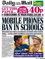 Daily Mail front page for 2 October 2023