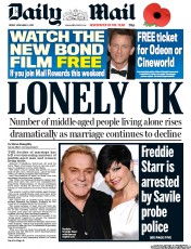 Daily Mail (UK) Newspaper Front Page for 2 November 2012