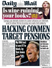 Daily Mail (UK) Newspaper Front Page for 2 November 2015