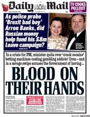 Daily Mail (UK) Newspaper Front Page for 2 November 2018