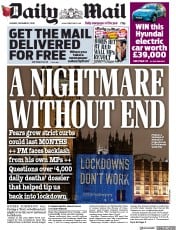 Daily Mail (UK) Newspaper Front Page for 2 November 2020