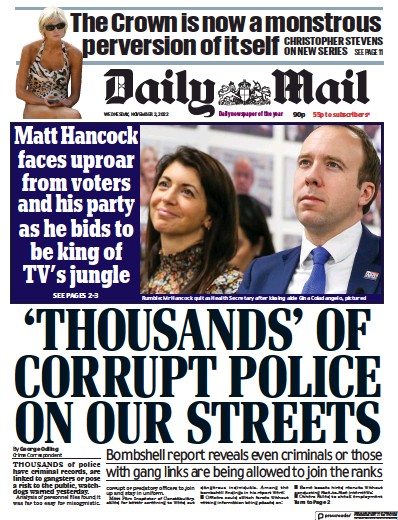 Daily Mail Newspaper Front Page (UK) for 2 November 2022