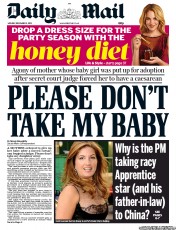 Daily Mail Newspaper Front Page (UK) for 2 December 2013